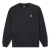 Sudadera de cuello redondo de felpa cepillada con estrella bordada y diseño en forma de V Go-To Tallas asiáticas «Negro»