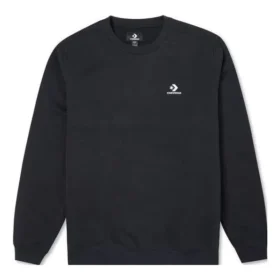 Sudadera de cuello redondo de felpa cepillada con estrella bordada y diseño en forma de V Go-To Tallas asiáticas «Negro»