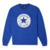 Sudadera de cuello redondo de felpa francesa con parche Go-To Chuck Taylor Tallas asiáticas «Azul»
