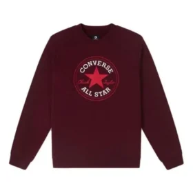 Sudadera de felpa de cuello redondo con parche Go-To Chuck Taylor All Star, ajuste estándar, tallas asiáticas, «Burgundy»