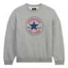 Sudadera de felpa de cuello redondo Go-To Chuck Taylor All Star con parche, ajuste estándar, tallas asiáticas, «Gris vintage jaspeado»