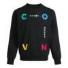 Sudadera deportiva de cuello redondo con letras en contraste Tallas asiáticas «Negro»