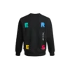 Sudadera deportiva de cuello redondo con letras en contraste Tallas asiáticas «Negro»