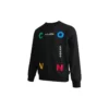 Sudadera deportiva de cuello redondo con letras en contraste Tallas asiáticas «Negro»