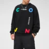 Sudadera deportiva de cuello redondo con letras en contraste Tallas asiáticas «Negro»
