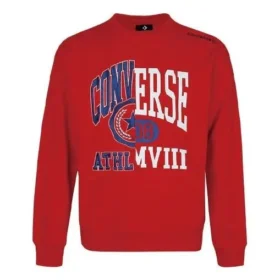 Sudadera unisex de cuello redondo con estampado de logotipo, color rojo