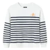 Suéter Casual Stripe Crew Tallas asiáticas «Blanco Negro»