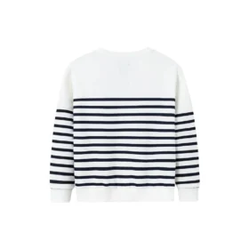 Suéter Casual Stripe Crew Tallas asiáticas «Blanco Negro»