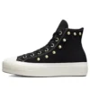 Zapatillas Chuck Taylor All Star de caña alta con plataforma y tachuelas de gamuza «Negro»