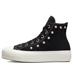 Zapatillas Chuck Taylor All Star de caña alta con plataforma y tachuelas de gamuza «Negro»