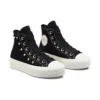 Zapatillas Chuck Taylor All Star de caña alta con plataforma y tachuelas de gamuza «Negro»