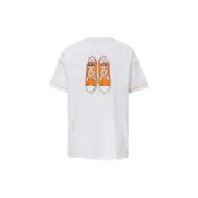 Zapatillas de lona con estampado de logotipo, manga corta, blancas